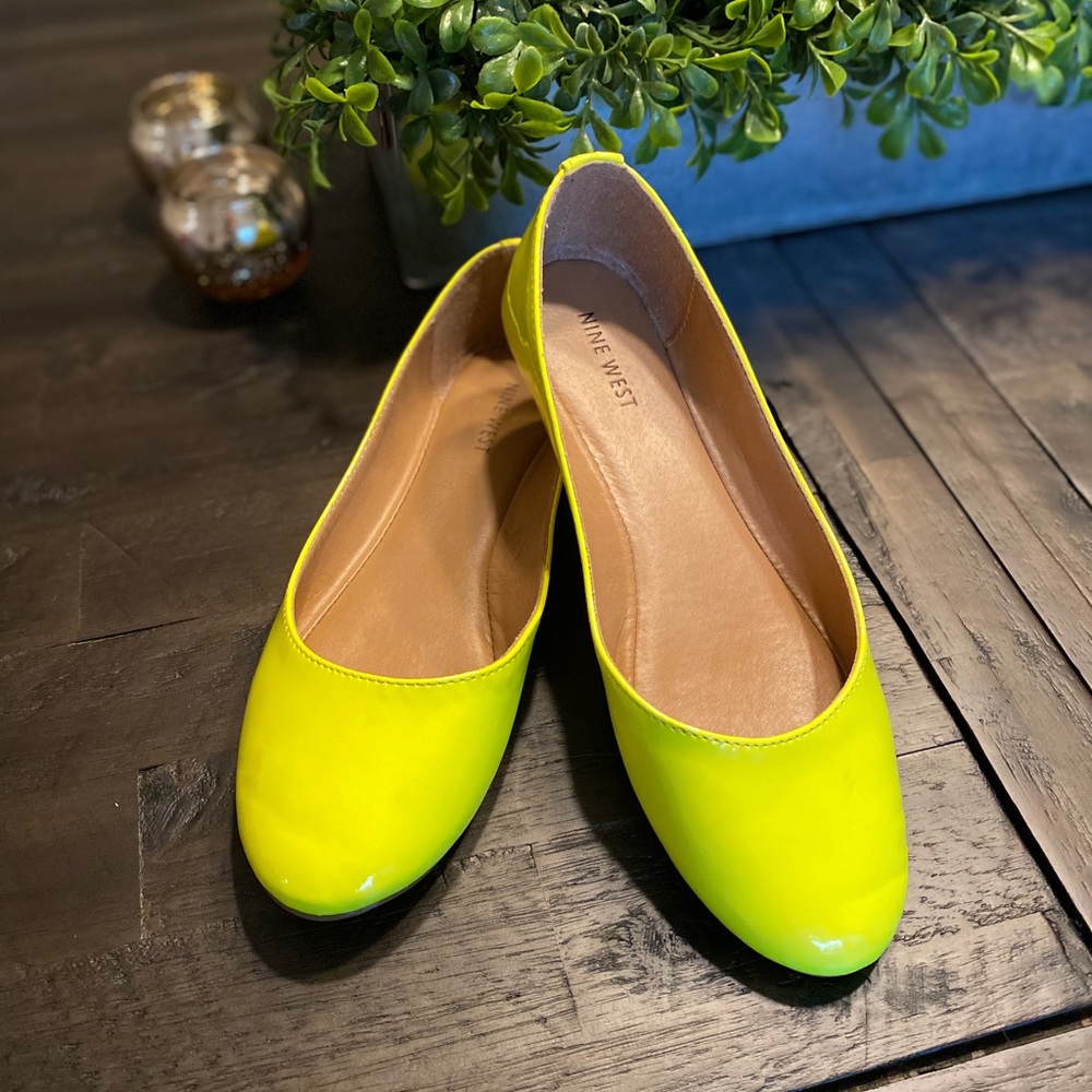 Neon Yellow Nine West Flats